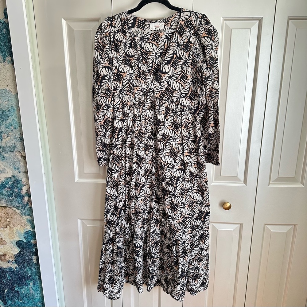 Xirena Black White Floral Cotton Mini Dress